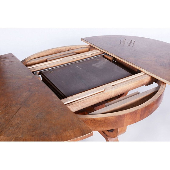 Image 1 of Table de salle à manger extensible vintage en noyer Art déco par Halabala pour Up Závody, Tchécoslovaquie 1920