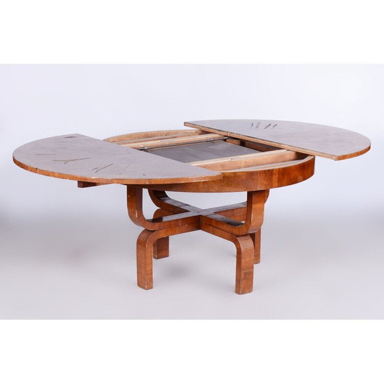 Image 1 of Table de salle à manger extensible vintage en noyer Art déco par Halabala pour Up Závody, Tchécoslovaquie 1920