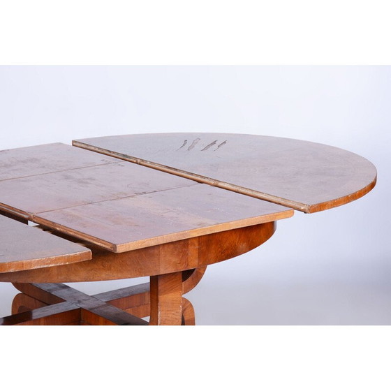 Image 1 of Table de salle à manger extensible vintage en noyer Art déco par Halabala pour Up Závody, Tchécoslovaquie 1920