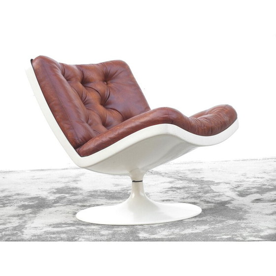 Image 1 of Fauteuil Space Age en plastique et cuir synthétique pour Artifort, 1970