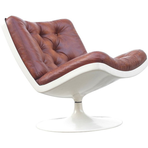 Fauteuil Space Age en plastique et cuir synthétique pour Artifort, 1970