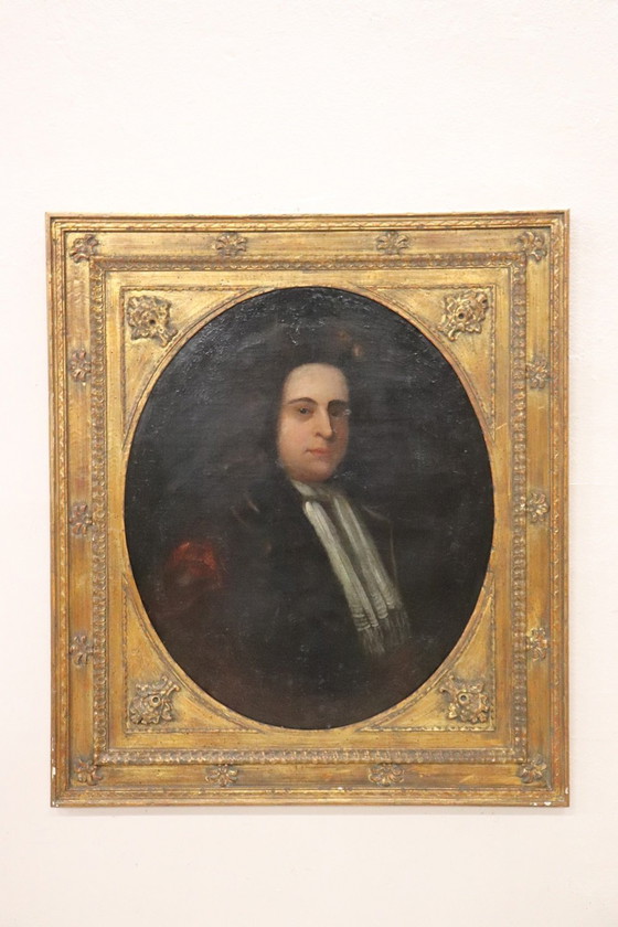 Image 1 of Portrait ancien d'un gentleman, 18ème siècle, huile sur toile