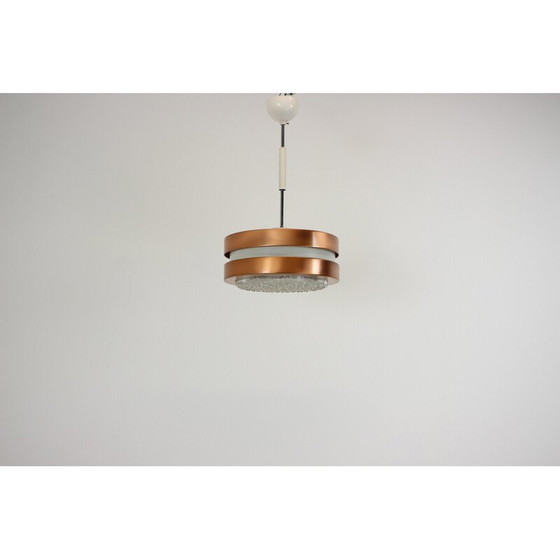 Image 1 of Lampe suspendue en verre et cuivre du Mid Century, Allemagne 1970