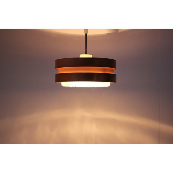 Image 1 of Lampe suspendue en verre et cuivre du Mid Century, Allemagne 1970