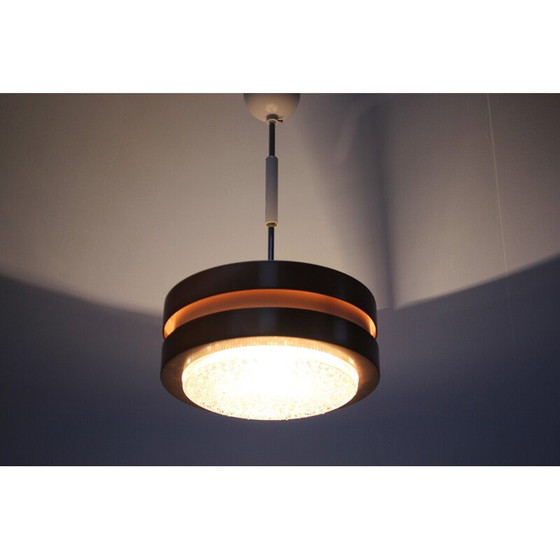 Image 1 of Lampe suspendue en verre et cuivre du Mid Century, Allemagne 1970