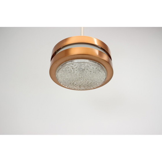 Image 1 of Lampe suspendue en verre et cuivre du Mid Century, Allemagne 1970