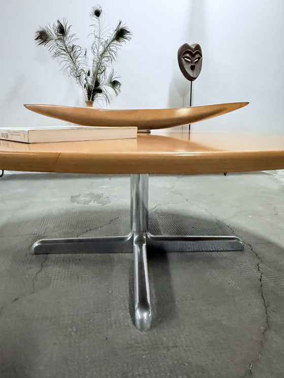 Image 1 of Table basse en bois chromé ronde 120Cm de diamètre, Allemagne années 1960