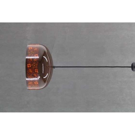 Image 1 of Lampe suspendue vintage avec motif floral, Tchécoslovaquie 1970