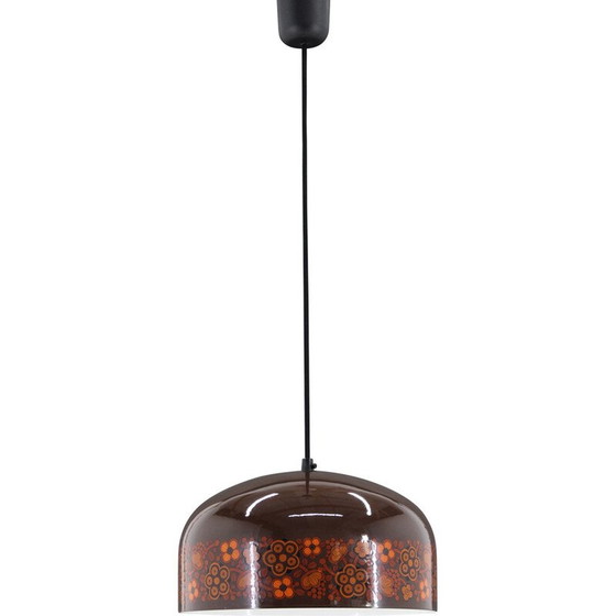 Image 1 of Lampe suspendue vintage avec motif floral, Tchécoslovaquie 1970