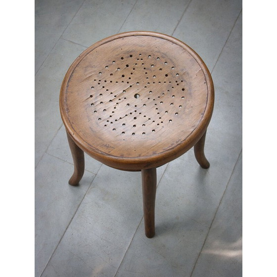 Image 1 of Tabouret de piano vintage en bois courbé