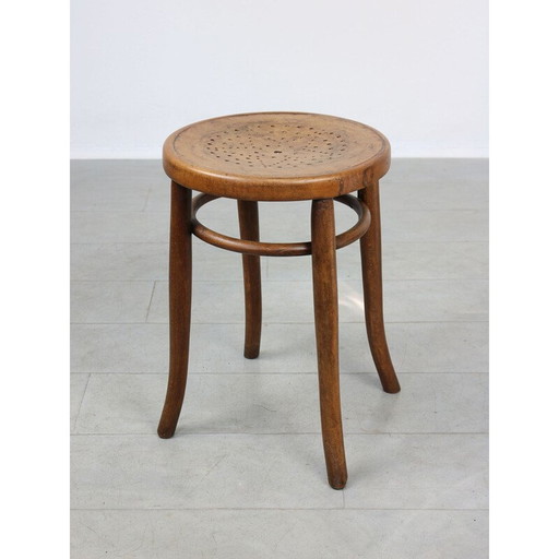 Tabouret de piano vintage en bois courbé