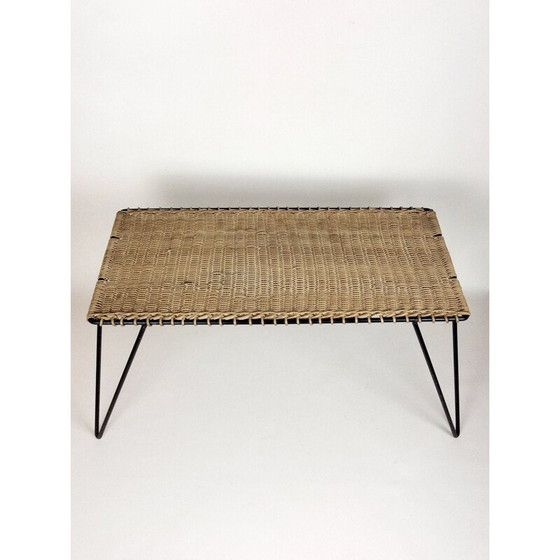 Image 1 of Table basse vintage en rotin par Raoul Guys