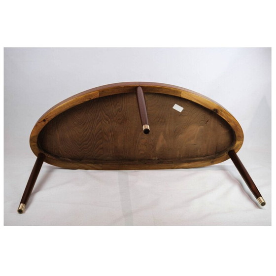 Image 1 of Table basse vintage en noyer avec plateau en verre, Danemark 1940