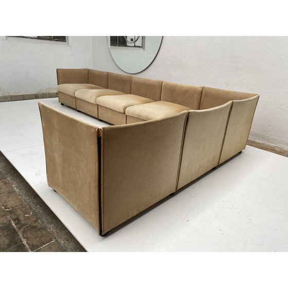 Image 1 of Canapé modulaire "Landeau" en velours et cuir par Mario Bellini pour Cassina, Italie 1970