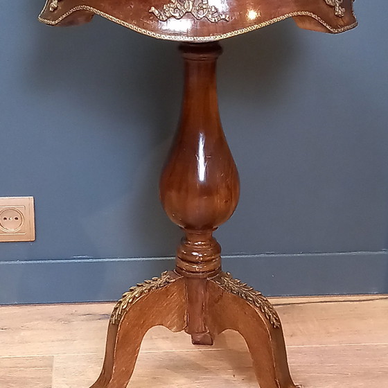 Image 1 of Table de lampe française avec plateau en marbre