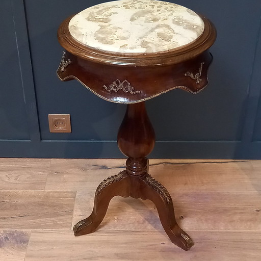 Table de lampe française avec plateau en marbre