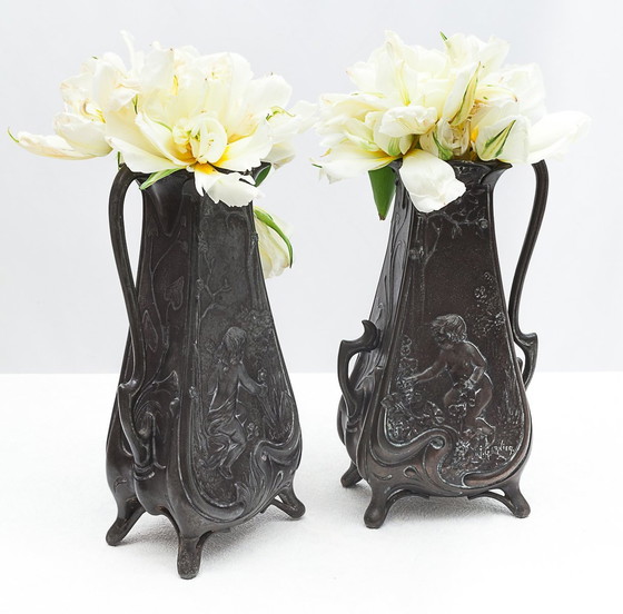 Image 1 of Paire D'Aiguières Jean Garnier, Art Nouveau