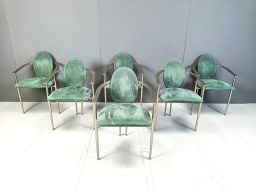 Ensemble de 6 chaises de salle à manger par Belgochrom, 1980S