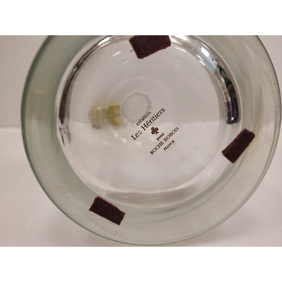 Image 1 of Paire de carafes en verre vintage avec bouchon en céramique pour Roche Bobois, France