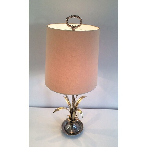Image 1 of Lampe de table vintage en métal argenté et laiton, 1940