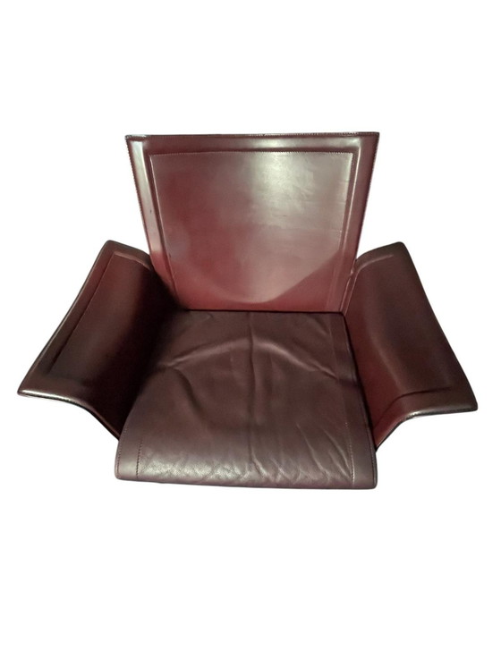 Image 1 of 2x Tito Angoli For Matteo Grassi '80S Leather Armchairs Korium