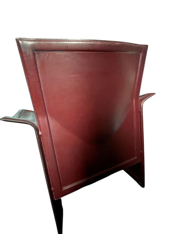 Image 1 of 2x Tito Angoli For Matteo Grassi '80S Leather Armchairs Korium