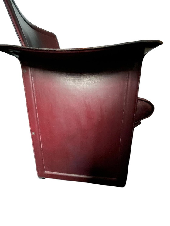 Image 1 of 2x Tito Angoli For Matteo Grassi '80S Leather Armchairs Korium