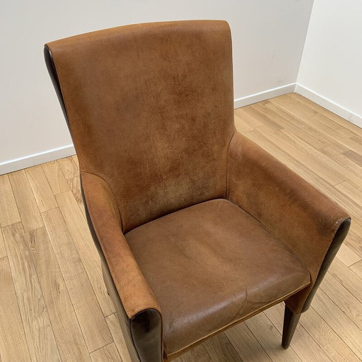 Fauteuil vintage en bois et velours