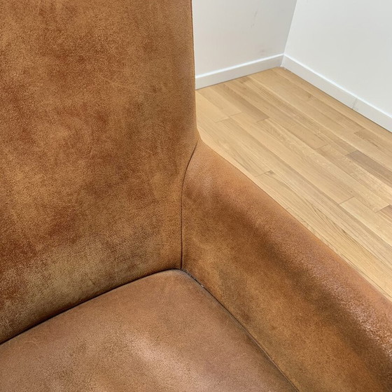 Image 1 of Fauteuil vintage en bois et velours