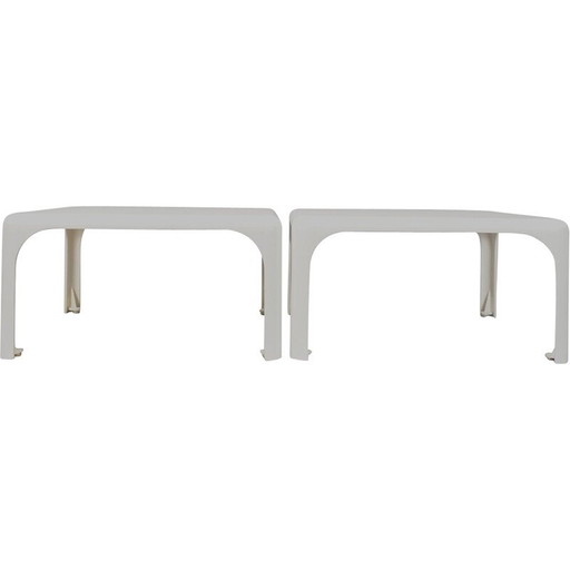 Table basse vintage en plastique blanc par Vico Magistretti pour Artemide, Italie 1970
