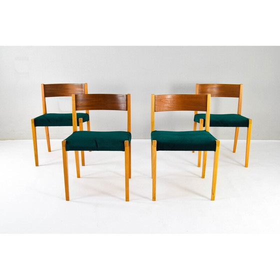 Image 1 of Ensemble de 4 chaises vintage en teck et hêtre, 1960