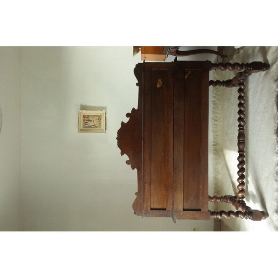 Image 1 of Bureau vintage néo-Renaissance avec caisse et gradin en chêne