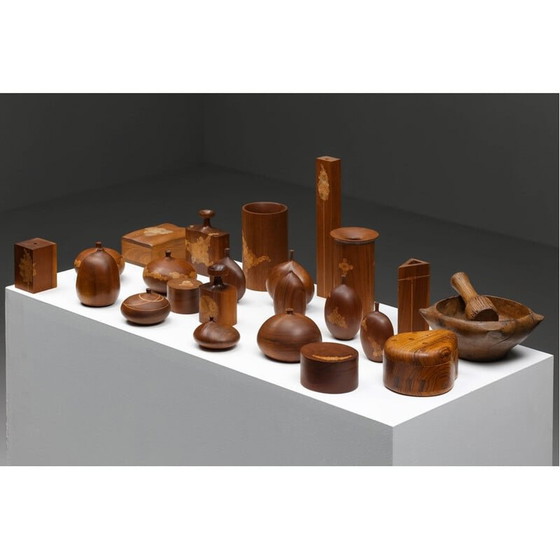 Image 1 of Ensemble de sculptures en bois vintage par Michigan Woodworker pour Roger Sloan, années 1970