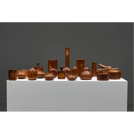 Ensemble de sculptures en bois vintage par Michigan Woodworker pour Roger Sloan, années 1970