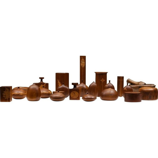 Ensemble de sculptures en bois vintage par Michigan Woodworker pour Roger Sloan, années 1970