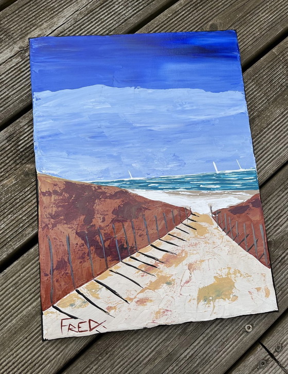 Image 1 of La Plage - Acrylique De Frédéric Cadiou 