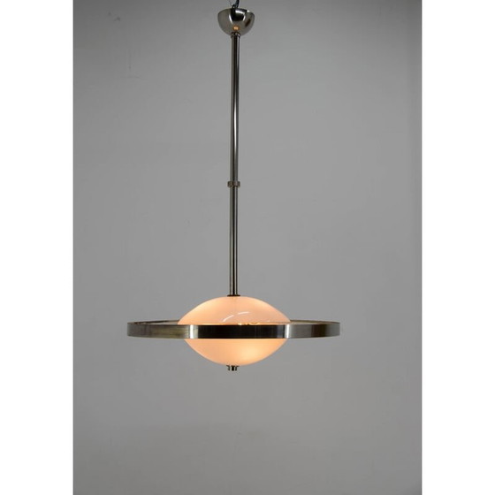 Image 1 of Lustre Bauhaus vintage nickelé par Anyz pour Ias, Tchécoslovaquie, années 1930