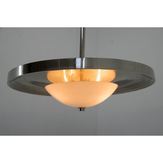 Image 1 of Lustre Bauhaus vintage nickelé par Anyz pour Ias, Tchécoslovaquie, années 1930