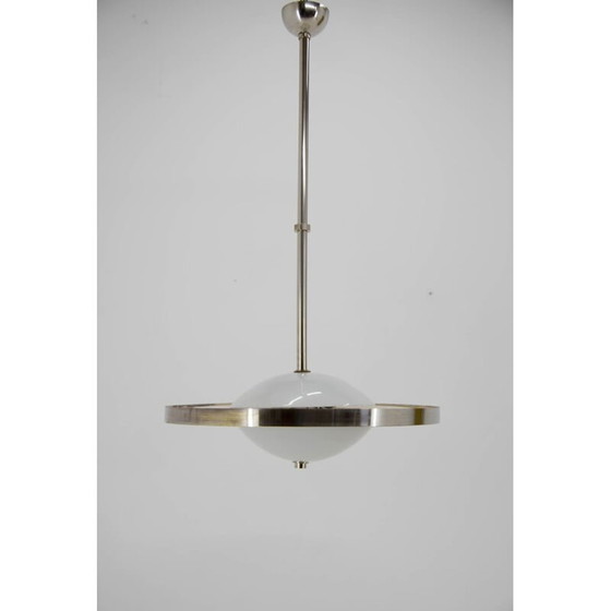 Image 1 of Lustre Bauhaus vintage nickelé par Anyz pour Ias, Tchécoslovaquie, années 1930