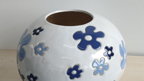 Image 1 of Unique Vintage 1970s Handmade Inlay Vase/Floral Pot