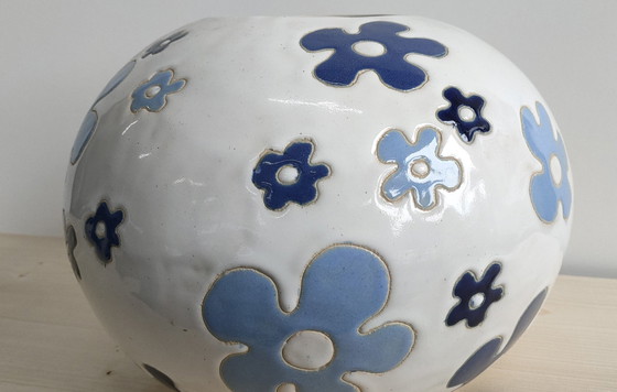 Image 1 of Unique Vintage 1970s Handmade Inlay Vase/Floral Pot