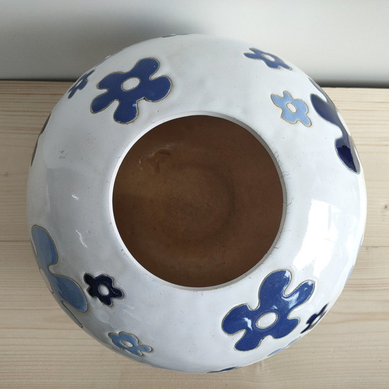 Image 1 of Unique Vintage 1970s Handmade Inlay Vase/Floral Pot