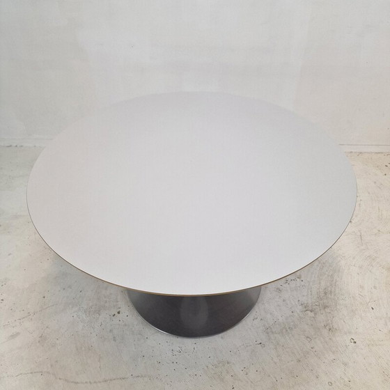 Image 1 of Table de salle à manger ronde en bois plaqué blanc par Pierre Paulin pour Artifort, 1960