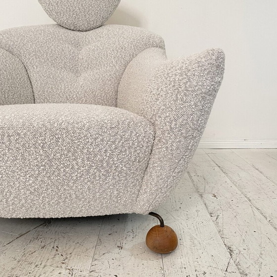 Image 1 of Fauteuil vintage en tissu bouclé blanc, Italie 1981