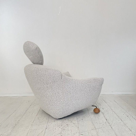 Image 1 of Fauteuil vintage en tissu bouclé blanc, Italie 1981