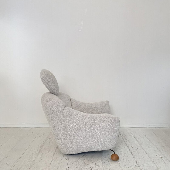 Image 1 of Fauteuil vintage en tissu bouclé blanc, Italie 1981