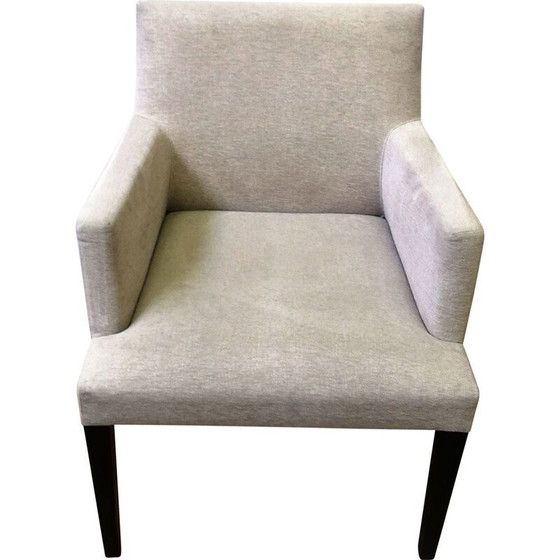 Image 1 of Fauteuil vintage Anna en bois massif et tissu gris