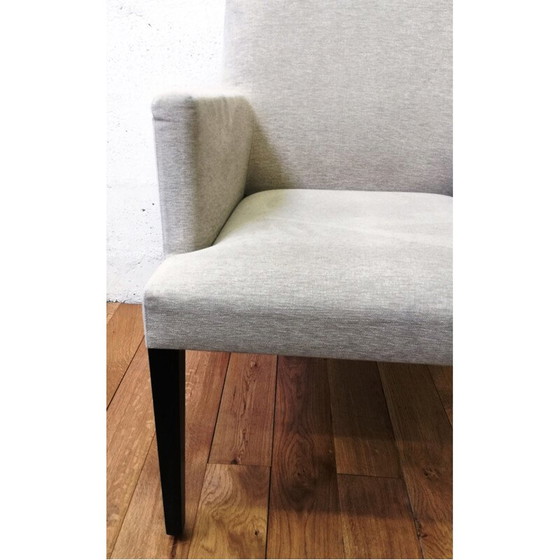 Image 1 of Fauteuil vintage Anna en bois massif et tissu gris
