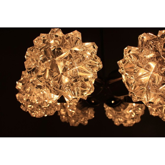 Image 1 of Lustre vintage en métal et verre par Kamenický Šenov, Tchécoslovaquie 1960