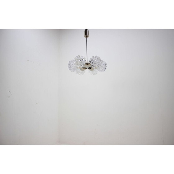 Image 1 of Lustre vintage en métal et verre par Kamenický Šenov, Tchécoslovaquie 1960